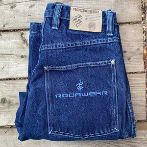 Vintage 90s Y2K Rocawear Embroidered Jeans Size 30 Blue